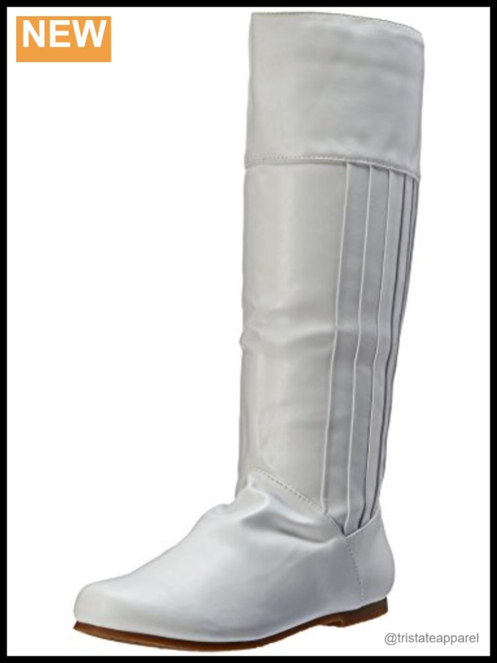 Sexy White Engineer Bootie, Round Toe, Low Heel, Zip, Knee-High